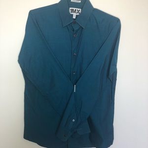 Express men’s 1 MX slim teal button down